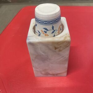 Vintage Dixie Cup Bathroom Countertop Dispenser Holder Faux Marble Plastic